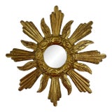 1950s French Petite 11" Giltwood Sunburst Wall Mirror For Sale