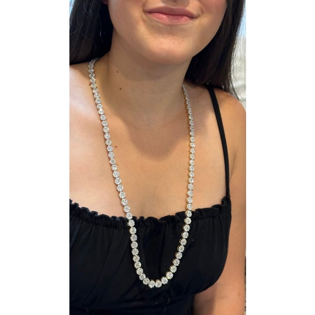 Modern Certified 47 Ct Pave Set Diamond Riviera Necklace in 18 Kt White Gold 28" Long For Sale - Image 3 of 8