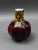 Bohemian Ox Blood Red Floral Gilded Cased Art Glass Vase. Measures approximately 4 7/8" diameter, 6 1/4" high.