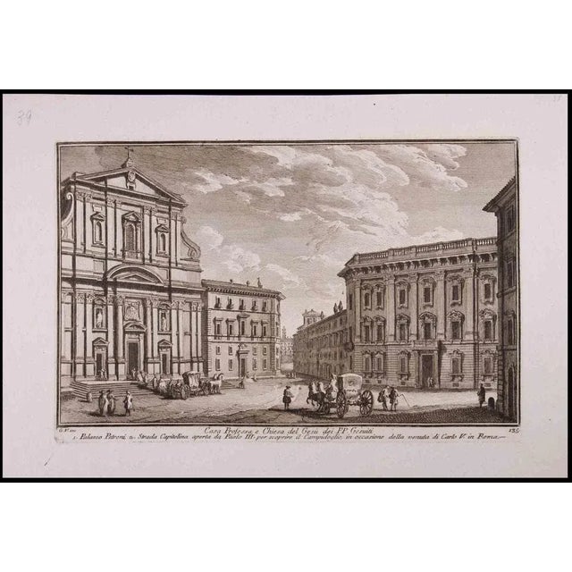 Casa Professa e Chiesa del Gesù dei PP. Gesuiti is an original black and white etching of the Late 18th century realized...