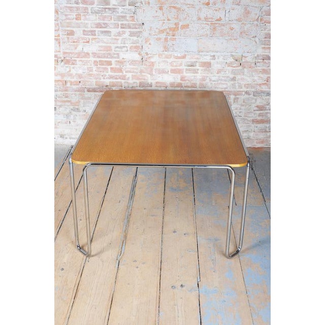 Bauhaus Dining Table, attributed to R. Slezák, Chrome, Polished Oak, Czech, 1930s For Sale - Image 14 of 18