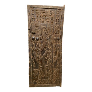 Large Dogon Door With Crocodiles/Birds Mali African 72"h For Sale