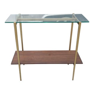 Glass Top Console Table With Wood Shelf - in Box For Sale