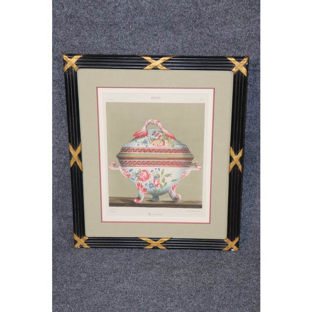 Pair 20th C Frames French Lithographs of Porcelain Vases For Sale - Image 11 of 11