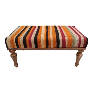 Burnt Orange Kilim Upholstered Piano Bench For Sale