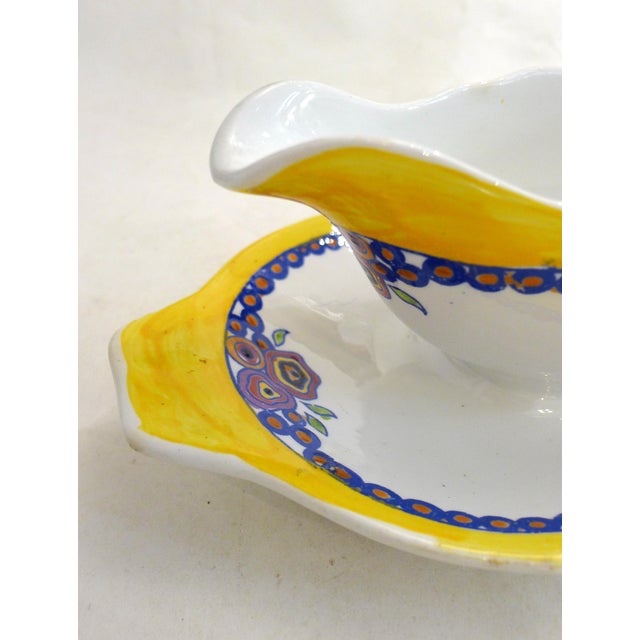 Art Deco Earthenware Floral Decoration Gravy Boat by Boch Frères La Louvière, 1920 For Sale - Image 6 of 13