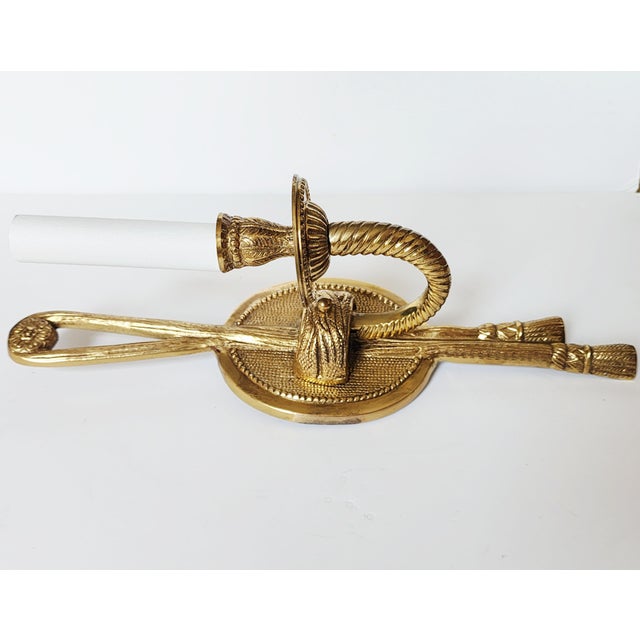 Vintage French Neoclassical Style Brass Wall Sconces-a Pair For Sale - Image 11 of 12