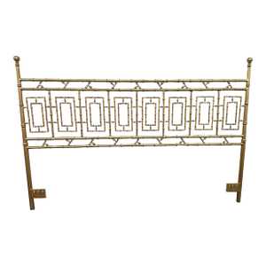 Vintage Wrought Iron Palm Beach Style Gilded King Headboard
