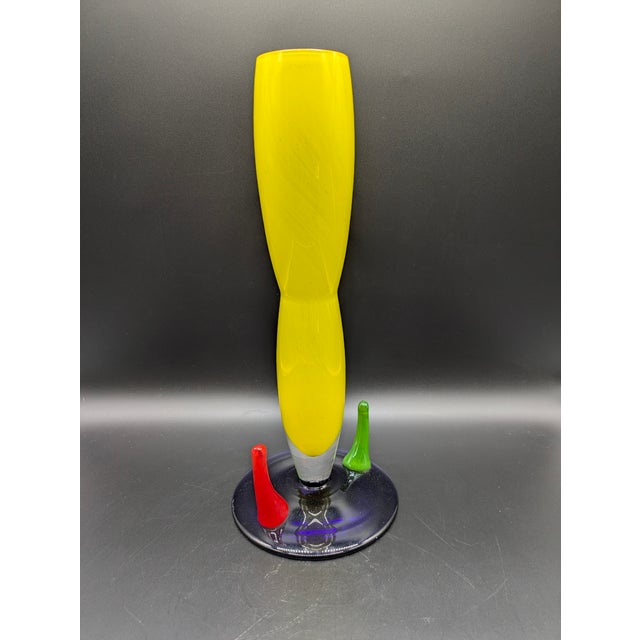 Abstract Vintage b.a.g. Post-Modern Art Glass Vase: Signed Rona Plesl For Sale - Image 3 of 10