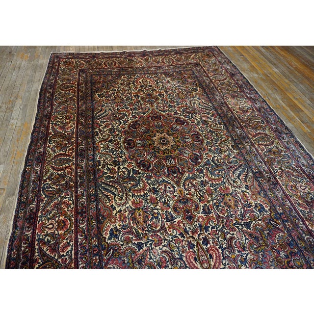 1920s Antique Floral Handknotted Wool Persian Kerman Hallway Runner Carpet Rug For Sale - Image 4 of 13
