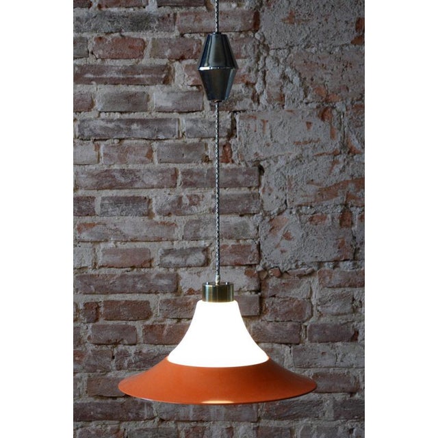Mid-Century Chandelier in Brass and Lacquered Steel, Czech, 1960s For Sale - Image 9 of 18