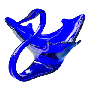 Mid-Century Handblown Cobalt Blue Art-Glass Swan Centerpiece