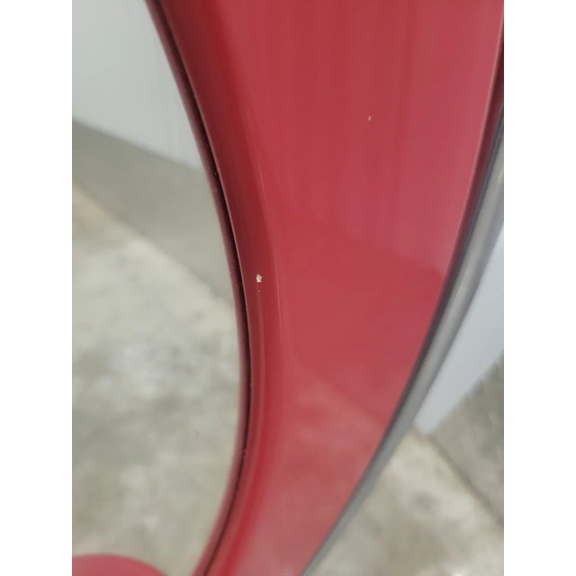 Vintage Large Round Retro 50"s Diner Chrome and Red Lacquer Modern Turn Dial Wall Mirror For Sale - Image 11 of 11