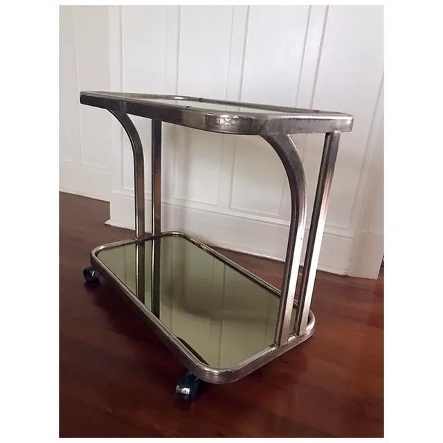 1970s 1970s Vintage Industrial Mirrored Bar Cart Attributed. To Willy Rizzo For Sale - Image 5 of 9