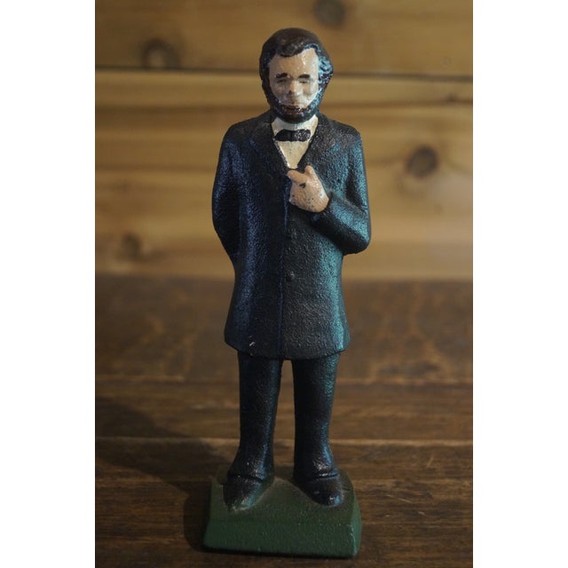 1900 - 1909 Victorian Era Heavy Cast Iron Abe Lincoln Doorstop Figurine For Sale - Image 5 of 6