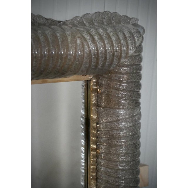 Early 21st Century Illuminated Smoky Murano Glass and Brass Wall Mirror, 2000 For Sale - Image 5 of 13
