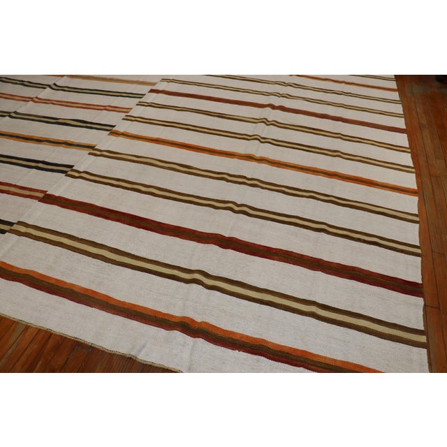 Oversize Square Striped Turkish Kilim For Sale - Image 4 of 6