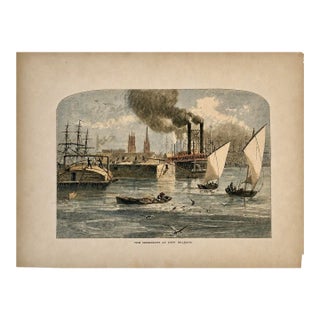 Mississippi River at New Orleans Original Wood Engraving From Picturesque America, 1872 For Sale