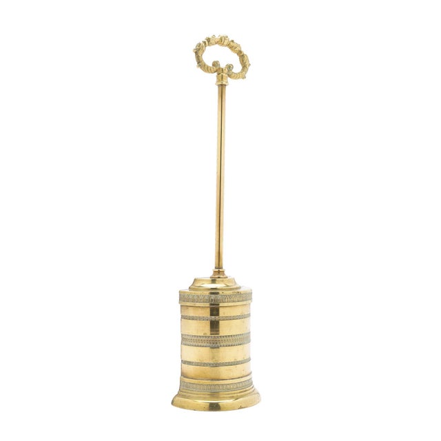 Brass French Engine Turned Cast Brass Door Stop, C. 1800 For Sale - Image 8 of 10