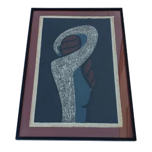 1960 Nakao Yoshitaka Wood Block Print of an Abstract Female Nude