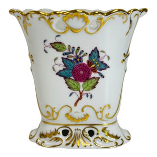 1990s Herend Chinese Bouquet Multicolor 4" Oval Footed Urn For Sale