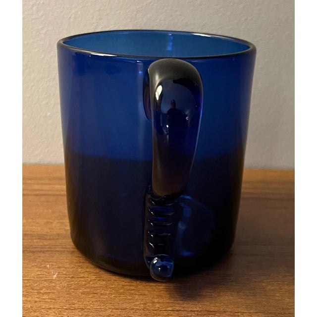 Antique Blue Cobalt Blown Glass Mug With Applied Handle For Sale - Image 10 of 12