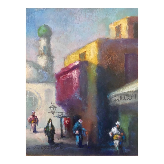 Leonid GechtoffOrientalist Cairo Market Street Scene, Middle Eastern Bazaar For Sale