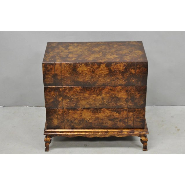 Decorator 3 Drawer Stacked Faux Book Form Italian Side Table W/ Oil Drop Finish For Sale In Philadelphia - Image 6 of 13