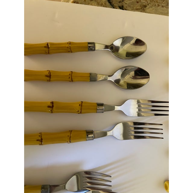 Coastal Late 20th Century 30 Plus Set of Bamboo Flatware Set of Six, 5-Piece Sets, Plus Extra 10 Misc. - 40 pcs For Sale - Image 3 of 4