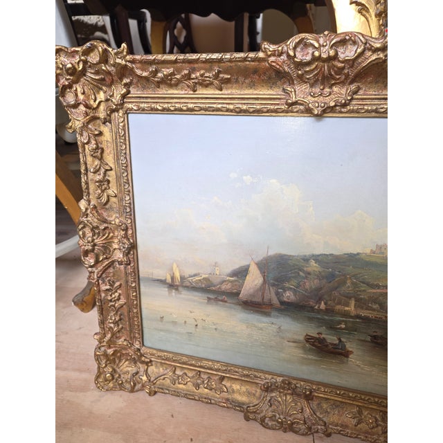 Paint Antique Harbour Painting by Crouse For Sale - Image 7 of 11