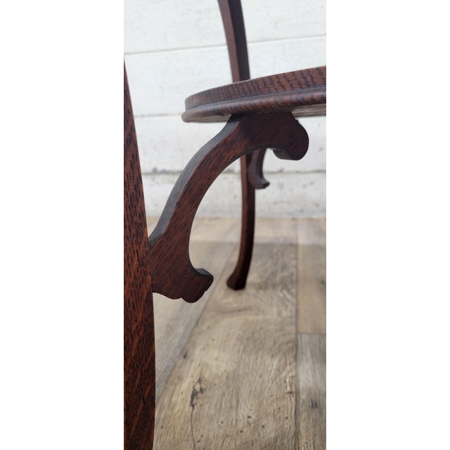 Brown Antique Tiger Oak Two Tier Parlor Table Lamp Table Plant Table For Sale - Image 8 of 11