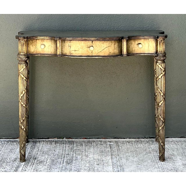 Vintage Mainland Smith Gold Finish Wood Console Table For Sale - Image 12 of 12