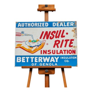 Vintage Insul-Rite Authorized Dealer Painted Tin Sign For Sale