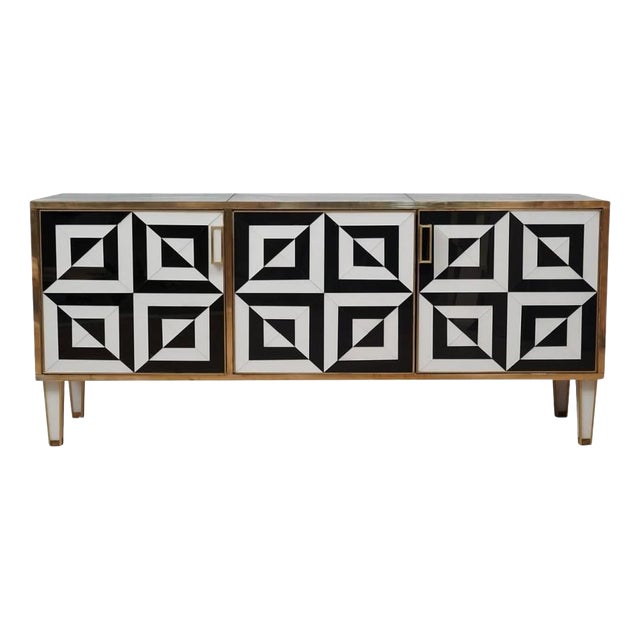 Three-Door Sideboard with Optical Glass Covering from Justfurnituress SRL For Sale