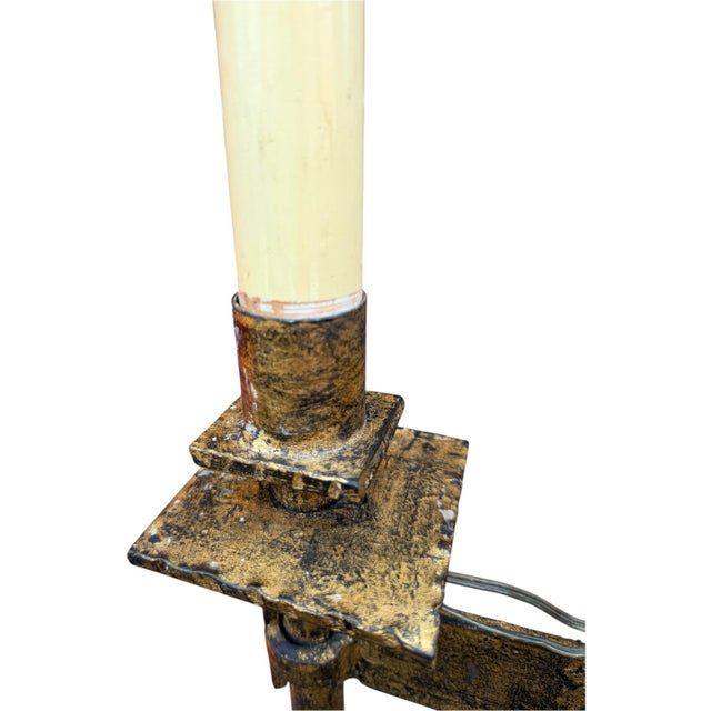 Gold Antique Spanish Gilded Iron Floor Lamp – 62” Tall For Sale - Image 8 of 9