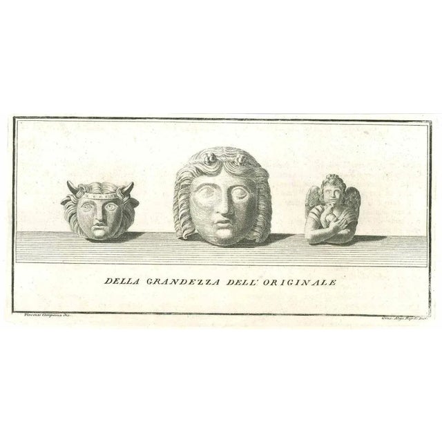 Ancient roman statue, from the series "antiquities of herculaneum", is an original etching on paper realized by vincenzo...