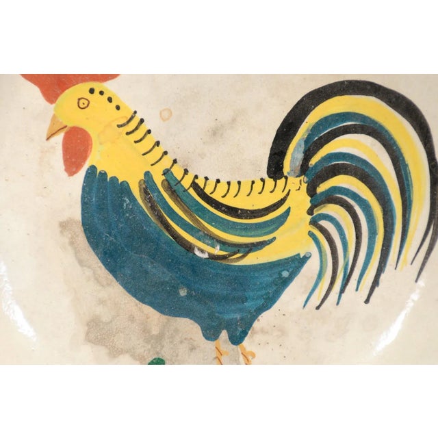 Early 20th Century Italian Early 20th Century Pottery Bowl with Rooster Motif & Green Border For Sale - Image 5 of 13