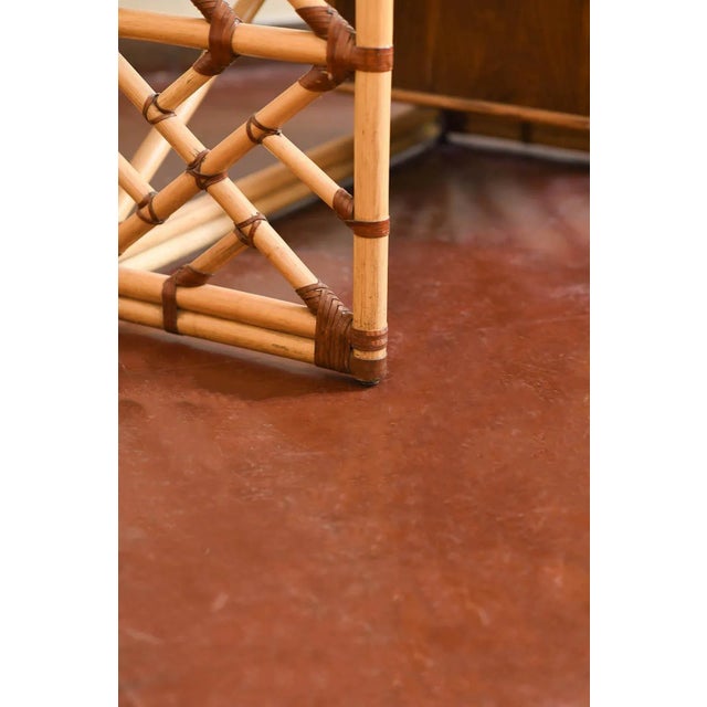 Wood Reed Desk with Wooden Shelf, Drawers and Leather Bindings, 1970s For Sale - Image 7 of 9