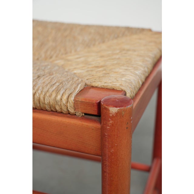 Vintage Wooden Red Chairs with Woven Cane Seat, 1970s, Set of 2 For Sale - Image 10 of 11