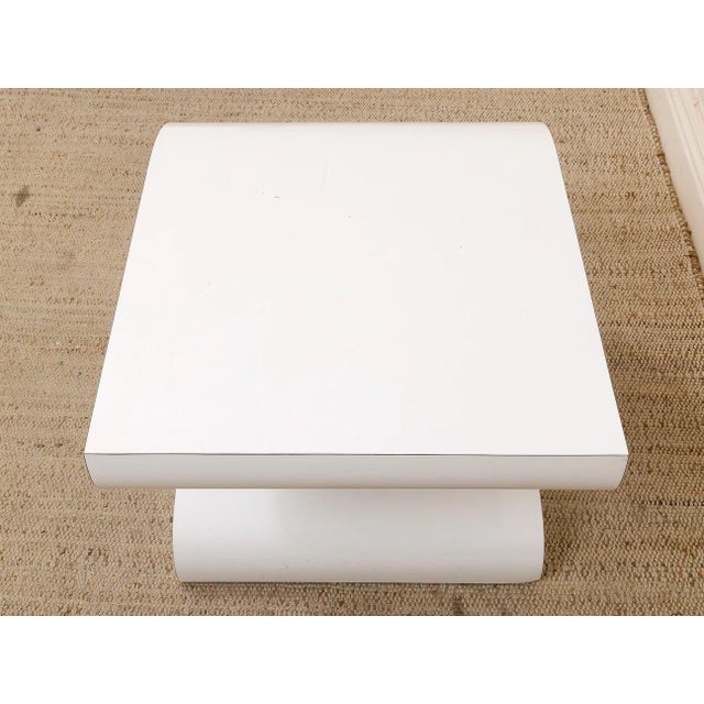Pierre Cardin Mid 20th Century Styled After Pierre Cardin White Lacquer Waterfall Side Table For Sale - Image 4 of 9
