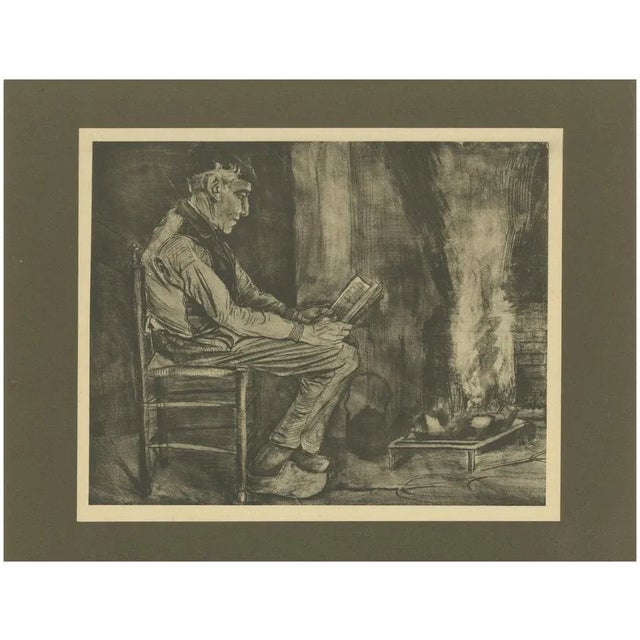 After Vincent Van Gogh Man, Reading by the Fire, 1928, Portfolio Print For Sale - Image 6 of 6