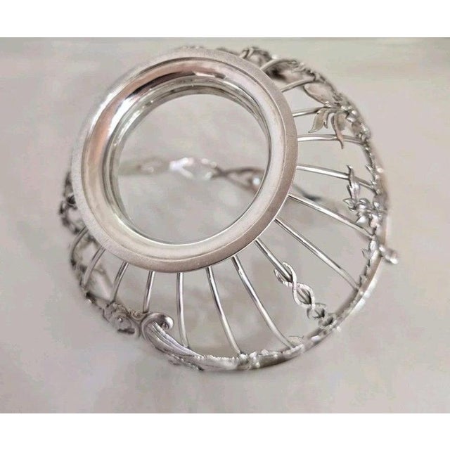 George V Sterling Silver Swing Handle Basket with Blue Glass Liner, 1912 For Sale - Image 15 of 18