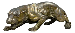 A. Santini, Jaguar, 1970s, Pewter with Marble and Granite Base