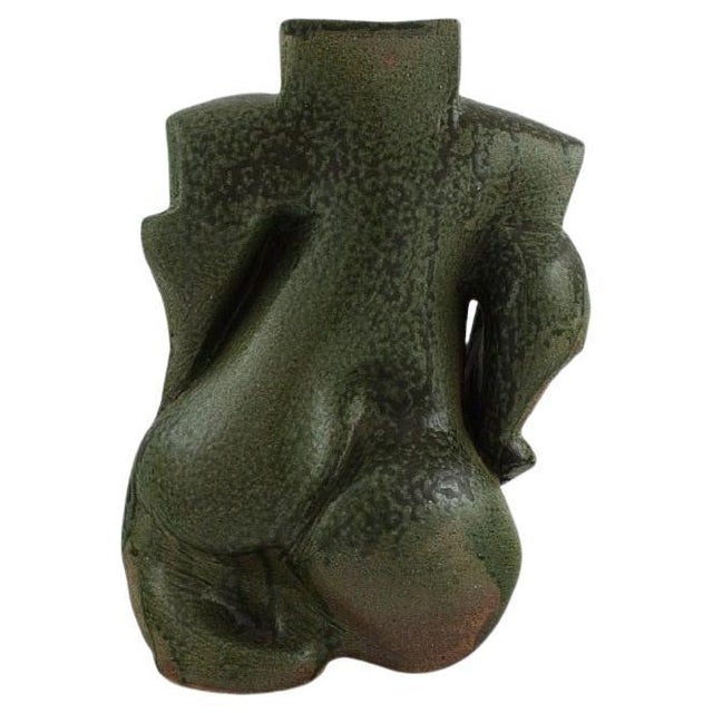 French Organically Shaped Vase in Glazed Stoneware, 1980s For Sale - Image 9 of 9