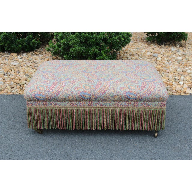 Wood Hickory Chair Ottoman With Bouillon Trim For Sale - Image 7 of 15