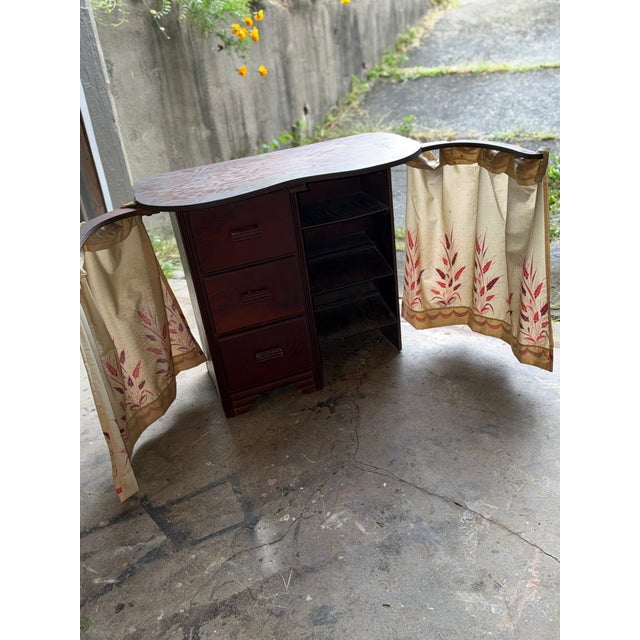 Vintage Mid-Century Kidney Shaped Dressing Table Vanity With Swinging Storage Arms For Sale - Image 13 of 13