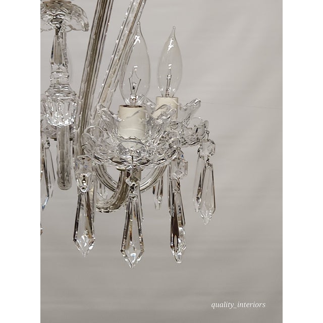 Waterford Crystal Vintage Waterford Fleur De Lis S Curved Cut Crystal 5 Arm 5 Light Chandelier For Sale - Image 4 of 12