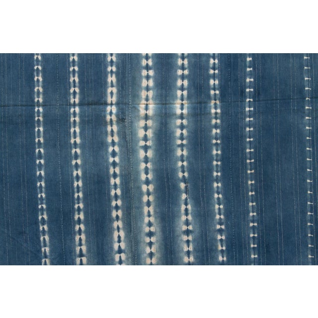African Vintage African Moss "Arbinda Ridge" Indigo Throw For Sale - Image 3 of 6