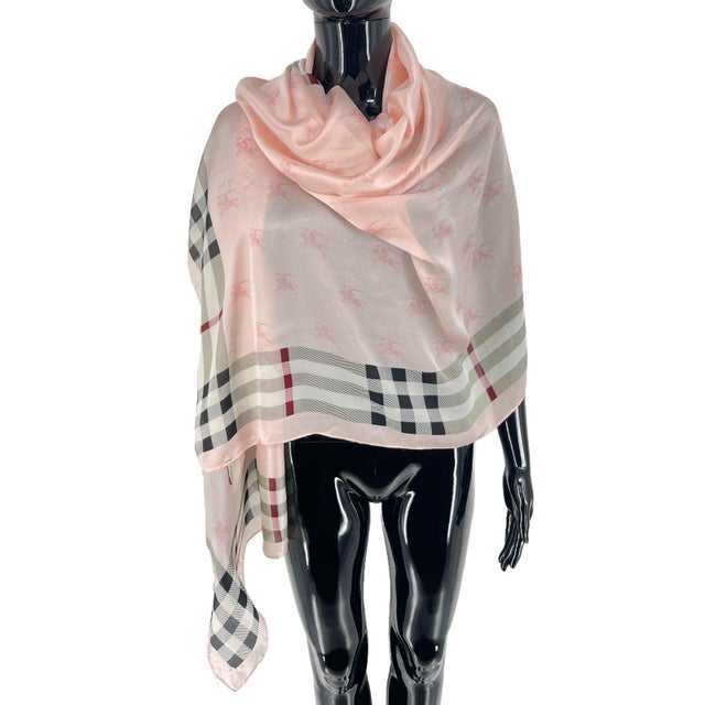 Burberry Pink Plaid 100% Silk Scarf | Chairish