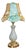 Celadon Gilt Bird & Flower Fabric Table Lamp For Sale